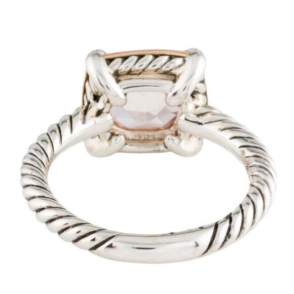DAVID YURMAN MORGANITE & DIAMOND 18K ROSE GOLD & SILVER PETITE CHÂTELAINE RING - Picture 6 of 9